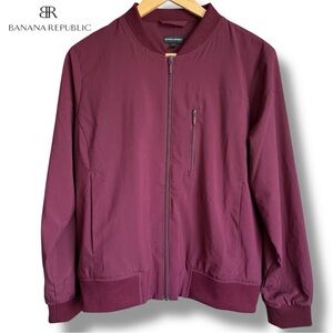 Banana Republic Lightweight Bomber Jacket Maroon Burgundy Zip Up | Sz M